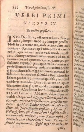 Verbi Primi Versvs IV. Et indies proficere.