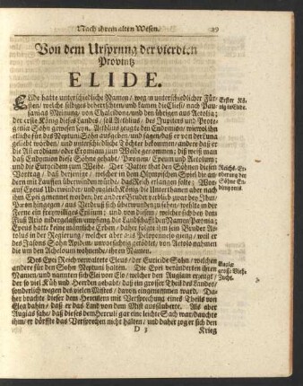 Von dem Ursprung der vierdten Provintz Elide.