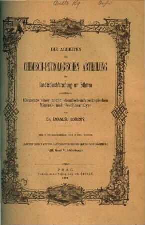 Elemente einer neuen chemisch-mikroskopischen Mineral- und Gesteinsanalyse