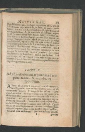 Caput X. Ad adversarirorum argumenta a tempore, motu, & mundo, respondetur.