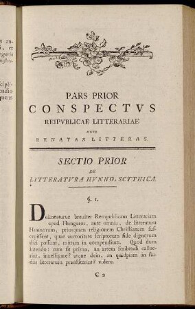 Pars Prior Conspectus Rei Publicae Litterariae ante Renatas Litteras.