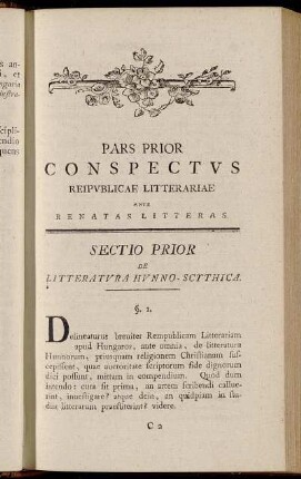 Pars Prior Conspectus Rei Publicae Litterariae ante Renatas Litteras.