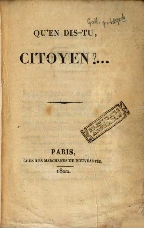 Qu'en dis-tu citoyen? ...