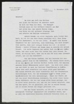 Brief von Fritz Brehmer an Gerhart Hauptmann
