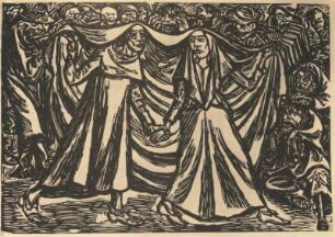 Totentanz II : Die Wandlungen Gottes. Blatt 4: Totentanz II. Holzschnitt; 250 x 360 mm (1921; E. Barlach)