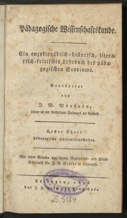 1: Pädagogische Hülfswissenschaften