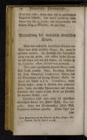 Betrachtung der wesentlich electrischen Körper.