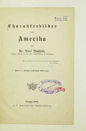 Abt. 8: Charakterbilder aus Amerika