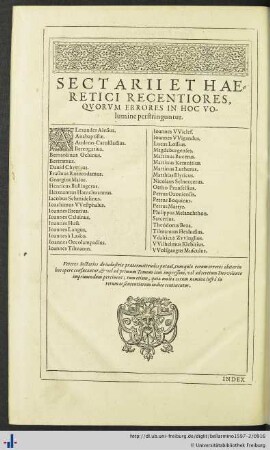 Sectarii et Hæretici Recentiores.