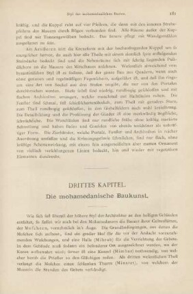 Drittes Kapitel. Die mohamedanische Baukunst.