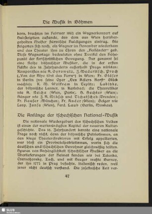 Die Anfänge der tschechischen National-Musik