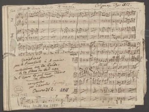 Variations, pf 4hands, op. 312, G-Dur - BSB Mus.Schott.Ha 3884-2 : [title page:] Variations // pour le Pianoforte à 4 mains. // [crossed out: sur le thême] sur la Ronde: // À la fleur du bel age // de l'Opera Le prè aux Clercs // de Herold. // composèes // par Charles Czernÿ. // Oeuvre 312.