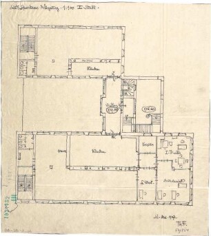 Fischer, Theodor; Würzburg, Münsterplatz; Sparkasse - Grundriss 1. OG