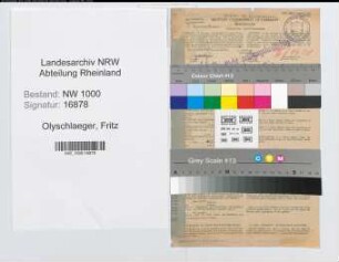 Entnazifizierung Fritz Olyschlaeger, geb. 09.02.1908 (Sattler)