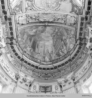 Gewölbefresken : Gewölbefresken des Presbyteriums : Der heilige Siro jagt den Drachen aus dem Brunnen