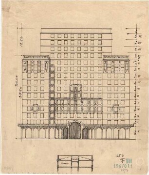 Fischer, Theodor; München, Sendlinger Tor Platz; Hochhaus - Ansicht, Schnitt