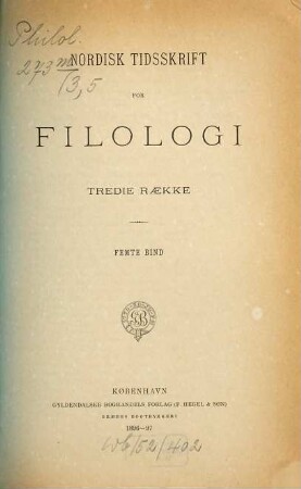 Nordisk tidsskrift for filologi. 5. 1896/97