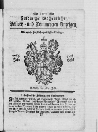 30tes Stück, Ausgabe vom 26. Julii 1769