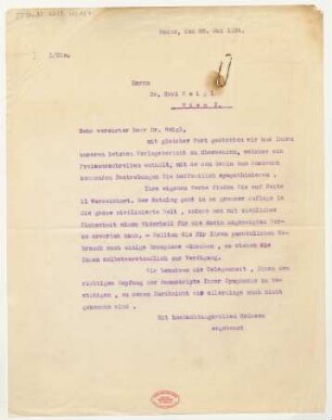 Brief an Karl Weigl : 28.05.1924