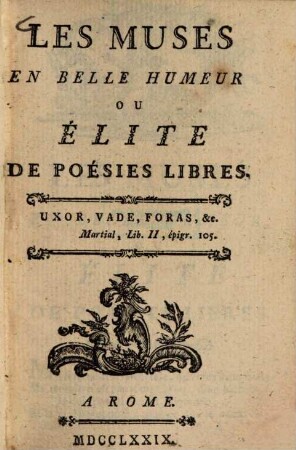 Les Muses en belle humeur : ou élite de poésies libres