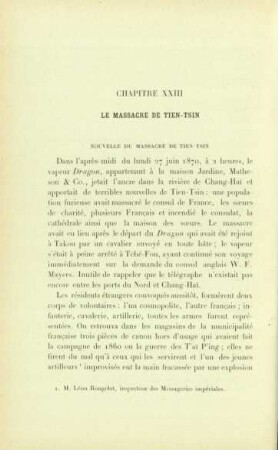 Chapitre XXIII. Le massacre de Tien-Tsin