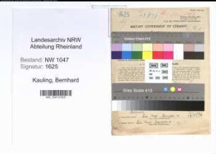 Entnazifizierung Bernhard Kauling , geb. 24.03.1894 (Heilpraktiker)
