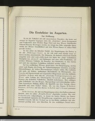 Die Erntefeier im Augarten