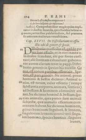 Cap. XXVII. De Distributione ex effectis: ubi der genere et specie.