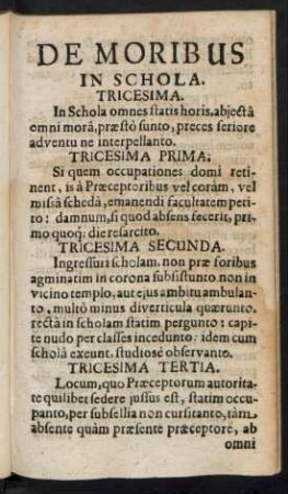 De Moribus In Schola.