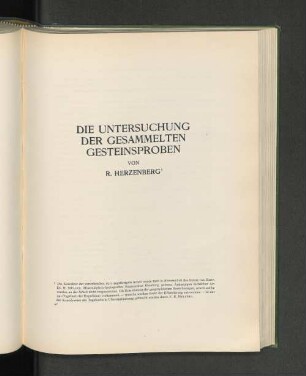 Die Untersuchung der gesammelten Gesteinsproben von R.Herzenberg