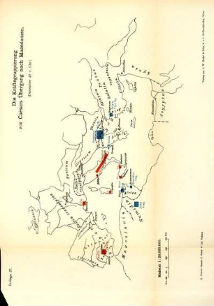 Die Kräftegruppierung von Caesars Übergang nach Mazedonien. (Dezember 49 v. Chr.)
