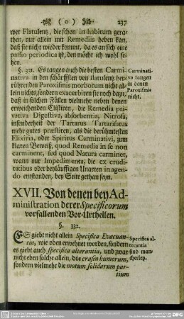 XVII. Von denen bey Administration derer Specificorum vorfallenden Vor-Urtheilen