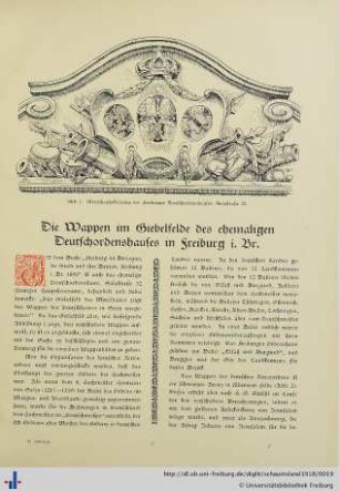 Die Wappen im Giebelfeld des ehemaligen Deutschordenshauses in Freiburg i. Br.