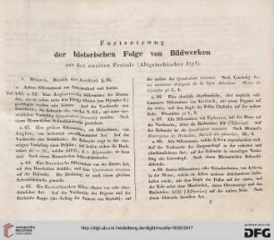 Fortsetzung der historischen Folge von Bildwerken aus der zweiten Periode