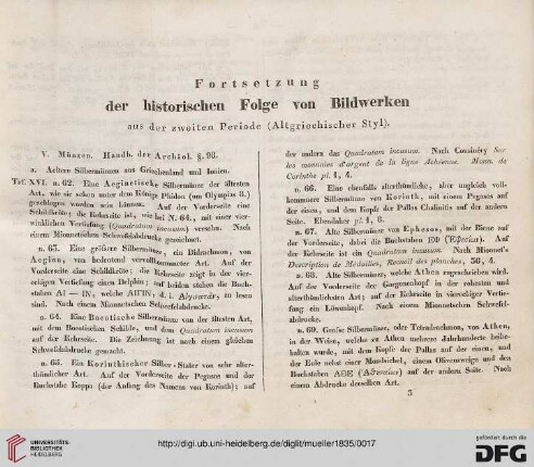 Fortsetzung der historischen Folge von Bildwerken aus der zweiten Periode