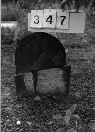 Grabstein 347 (Index: 100095621) Maße HxBxT: 45x34x10 cm Besonderheit: Kindergrab: Grabstein 347