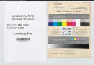 Entnazifizierung Fritz Lueneburg , geb. 30.01.1895 (Sekretaer)