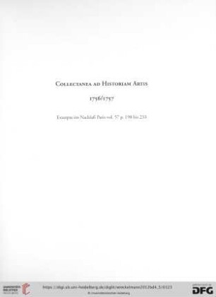 Collectanea ad Historiam Artis 1756/1757