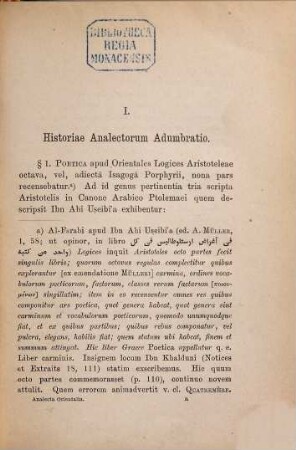 Analecta orientalia ad poeticam Aristoteleam edidit D. Margoliouth