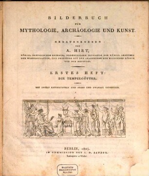 Bilderbuch für Mythologie, Archaeologie und Kunst, 1. Die Tempelgötter