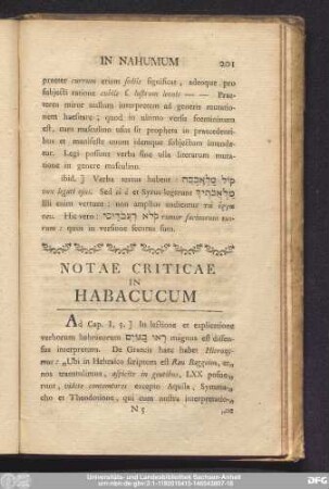 Notae Criticae In Habacucum