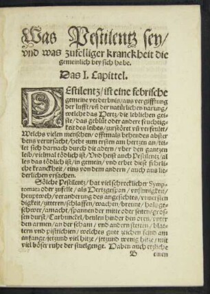Was Pestilentz sey/ und was zufelliger kranckheit die gemeinlich bey sich habe.