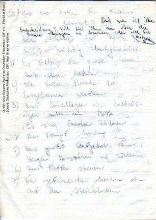 Notizen zum Drehbuch von Artur Brauner (handschriftliches Original und Abschrift)