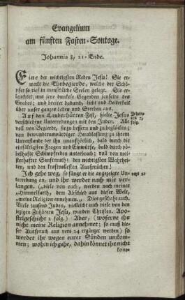 Evangelium am fünften Fasten-Sontage.