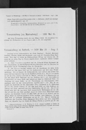 Versammlung [zu Marienburg]. - 1416 Mai 14.