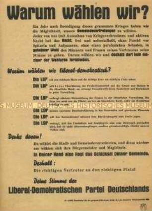 Flugblatt der LDPD zu den Kommunalwahlen in den Sowjetischen Besatzungszone 1946