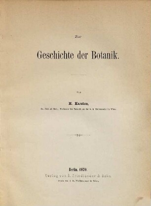 Zur Geschichte der Botanik