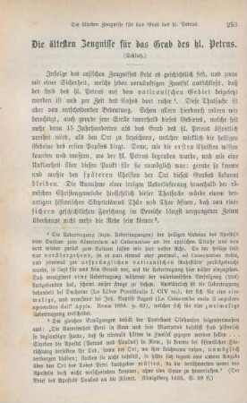 253-278 Die ältesten Zeugnisse für das Grab des heiligen Petrus : Schluß