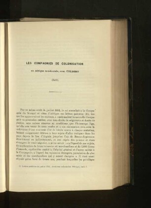 Les Compagnies de colonisation