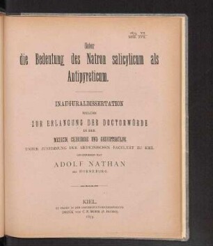 Ueber die Bedeutung des Natron salicylicum als Antipyreticum.